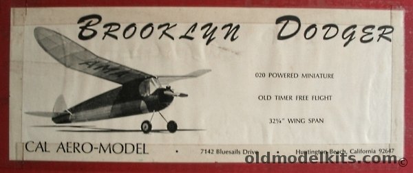 Cal Aero-Model Brooklyn Dodger (Reproduction) - 32 1/4 inch Wingspan For R/C or Free Flight plastic model kit